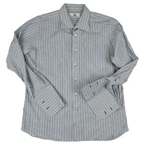 Oxxford Clothes White Multicolored Stripe L/S French Cuff Btn Down Mens Size XL